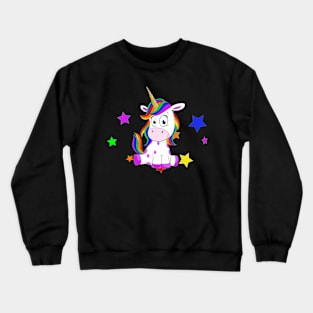 Cute unicorn rainbow colors and stars T-Shirt Crewneck Sweatshirt